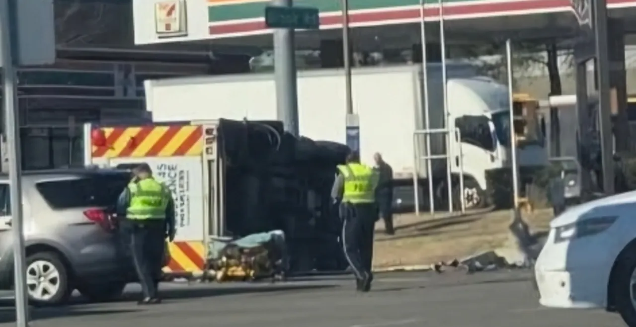 Four taken to hospital after ambulance overturns in Henrico