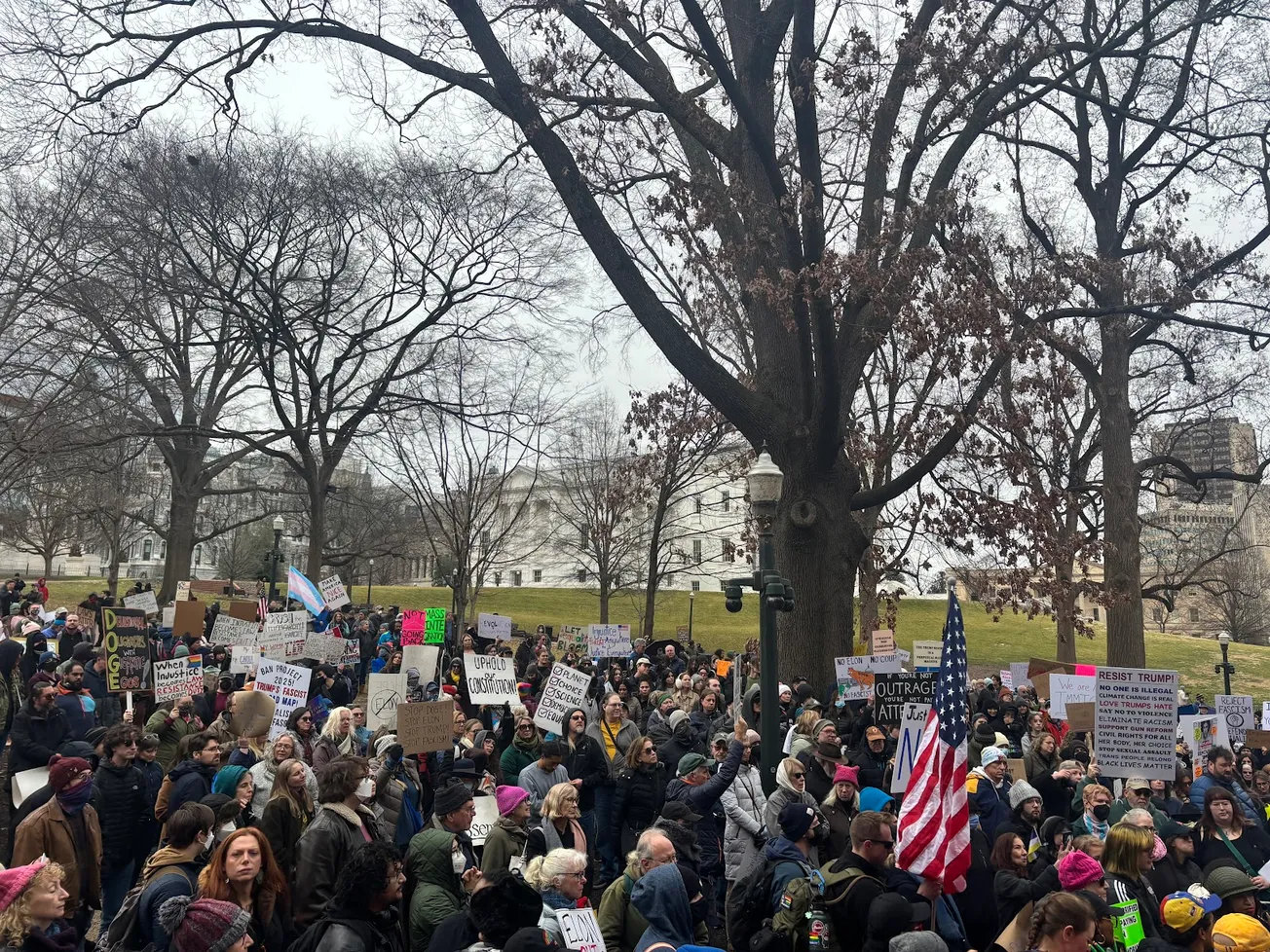 Anti-Trump protesters gather at Virginia General Assembly