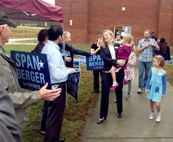 Spanberger casts ballot at busy Deep Run precinct