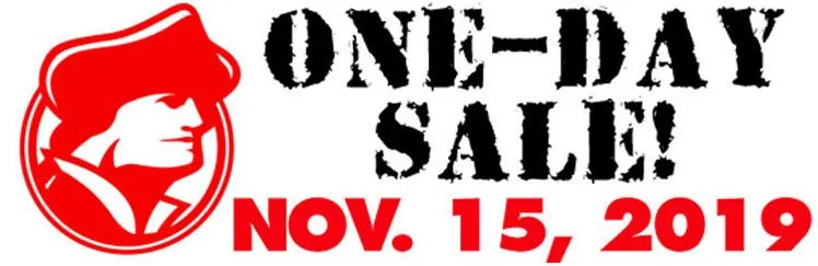 One-Day Sale: Nov. 15, 2019