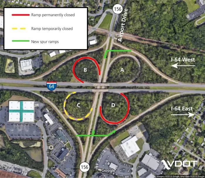 Brief closures planned on Airport Drive at I-64 May 6