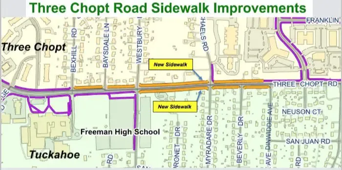 Aug. 10 meeting to address Three Chopt Road sidewalk plans