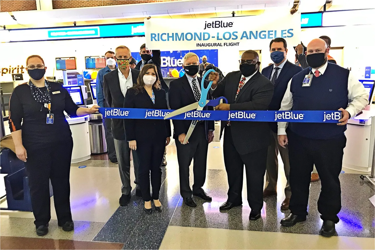 First JetBlue flight to LAX departs Richmond International Airport