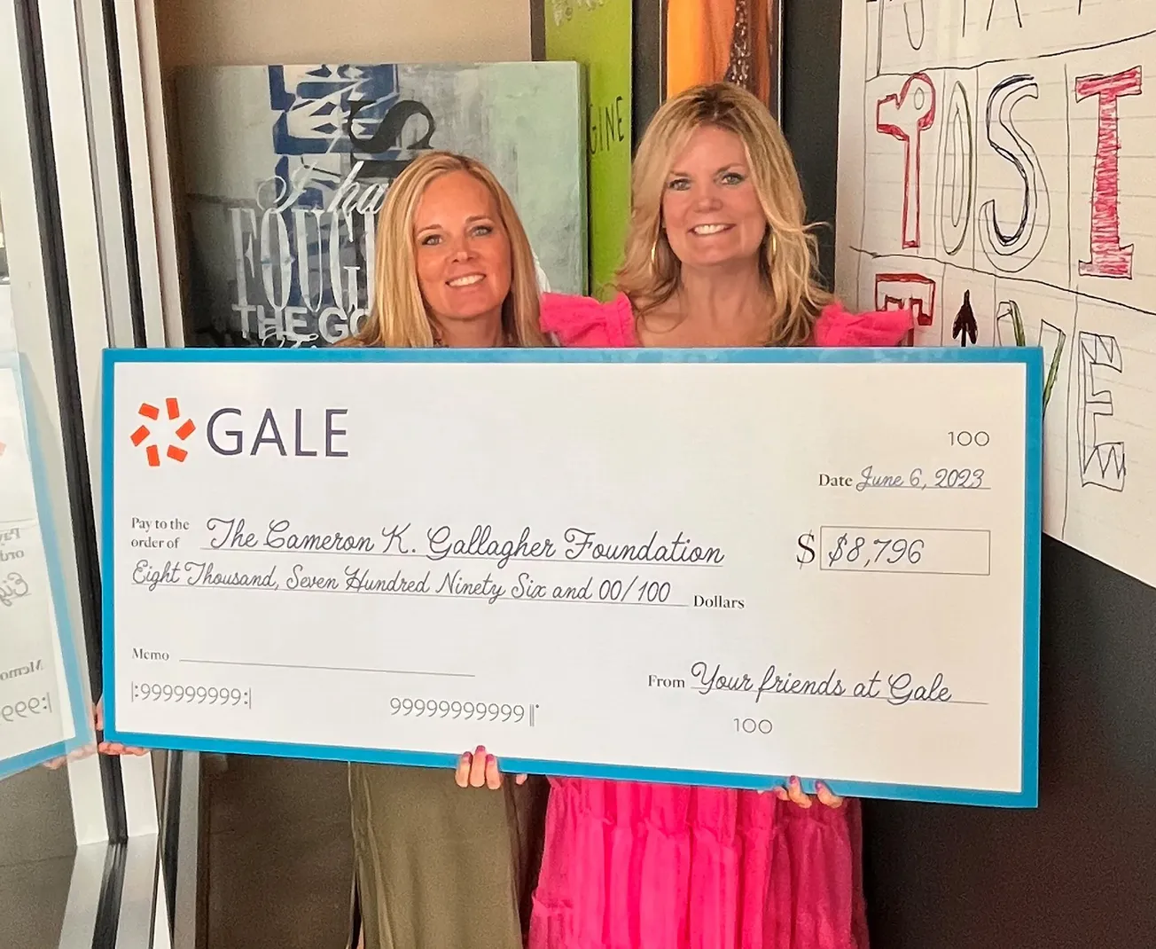 Cameron K. Gallagher Foundation receives $8k contribution