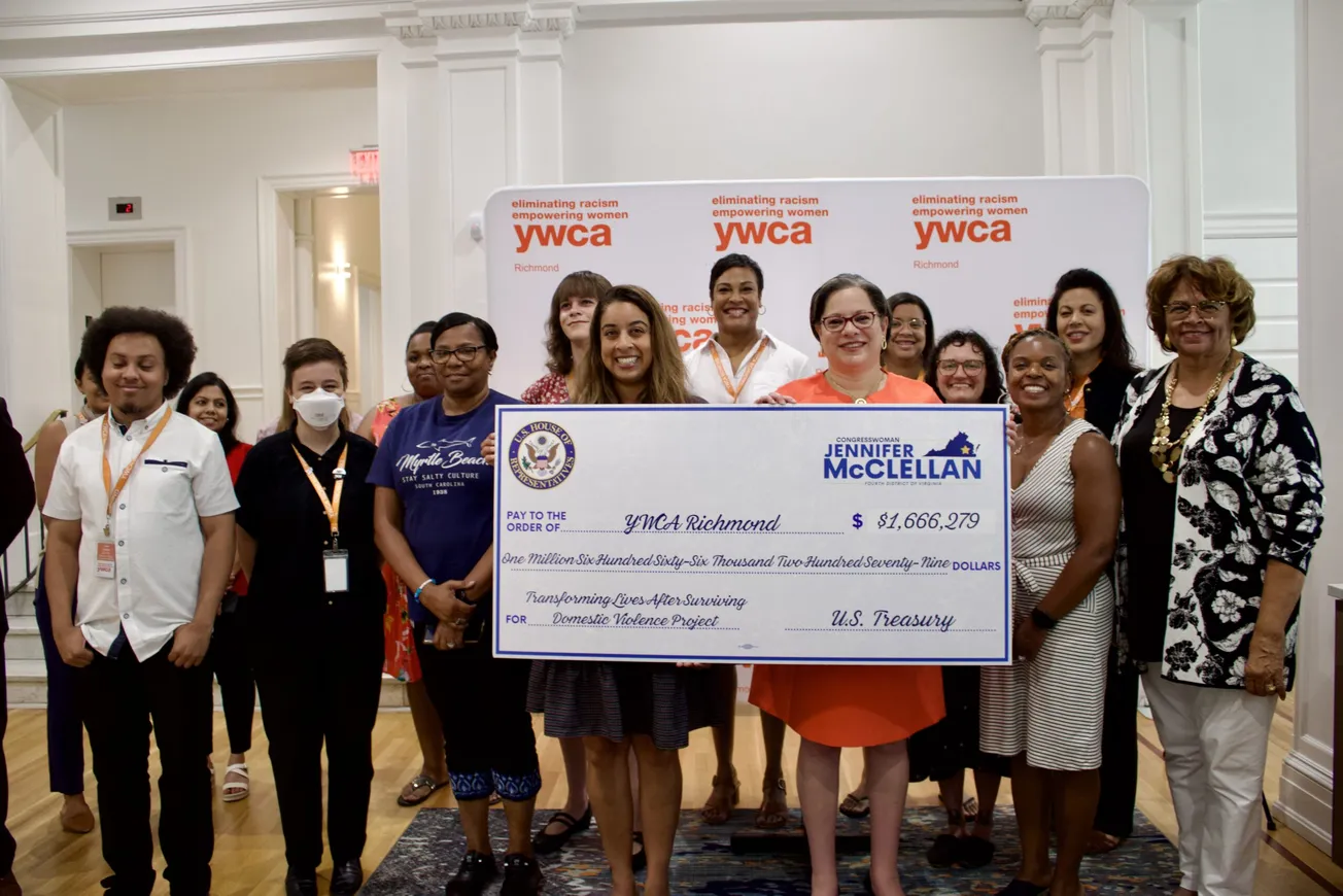 McClellan presents $1.66M check to YWCA of Richmond to help domestic violence survivors